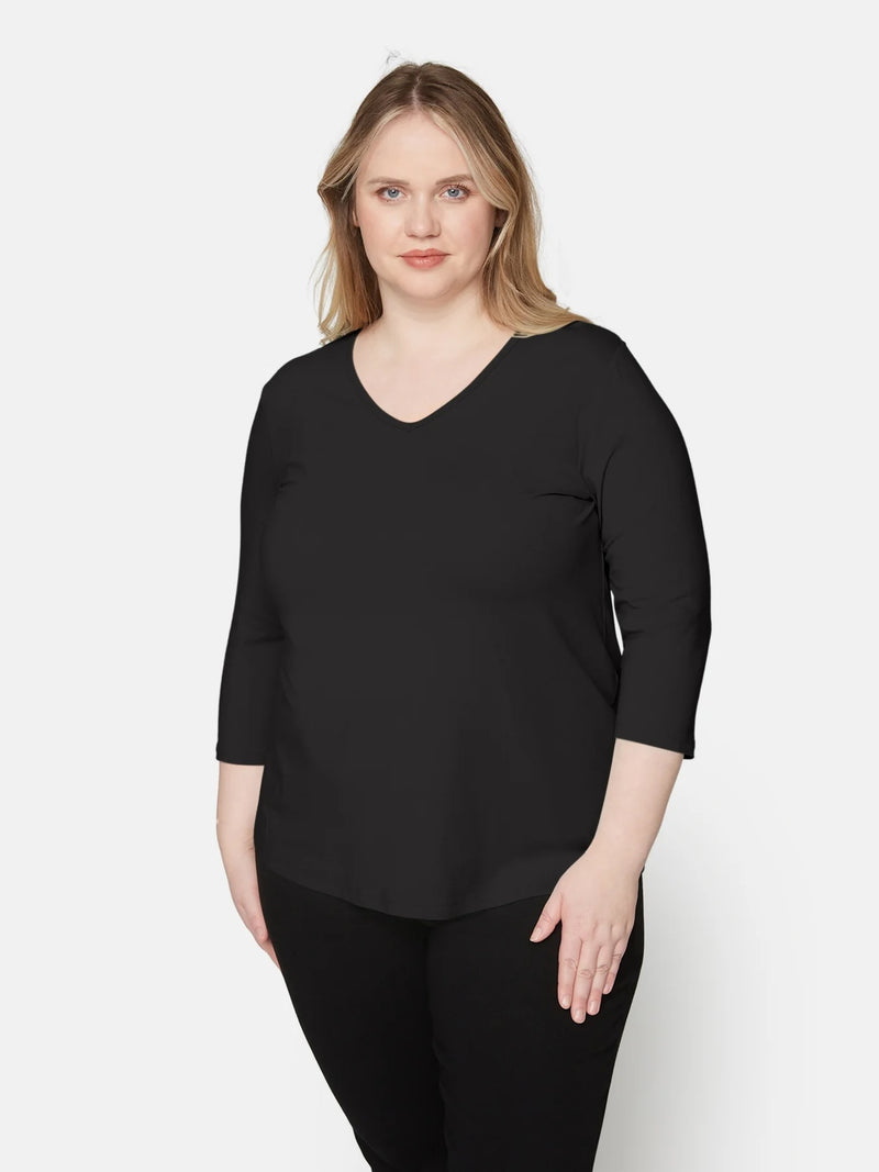 T-skjorte Basic 3/4 erm Black