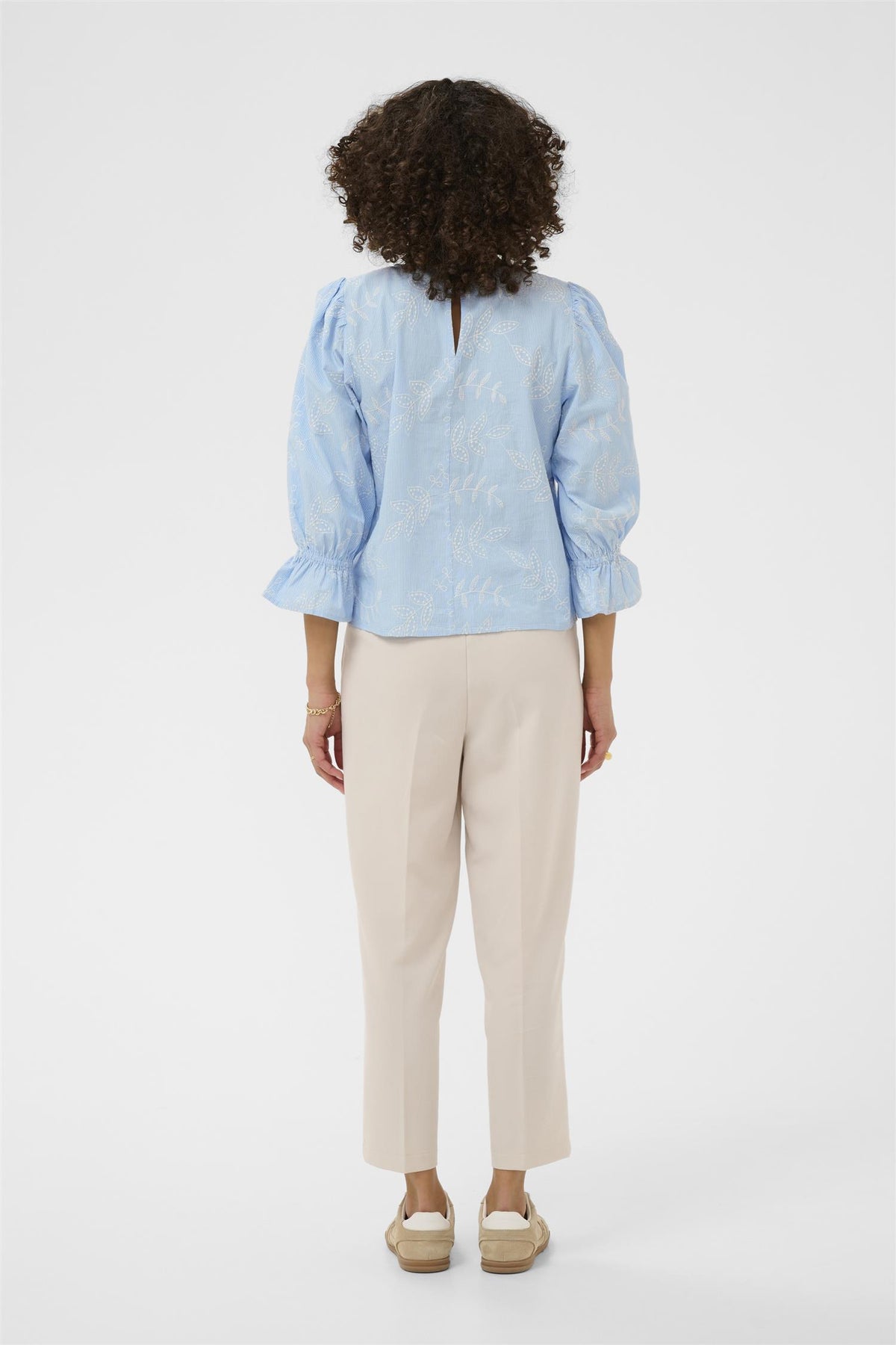KAmarlee Blouse White Blue Embr