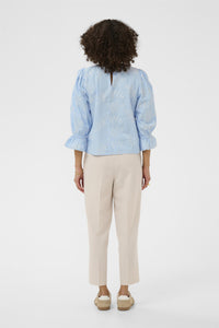 KAmarlee Blouse White Blue Embr