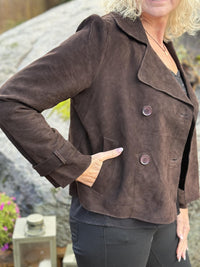 Short Suede Leather Trenchcoat Dark Chocolate