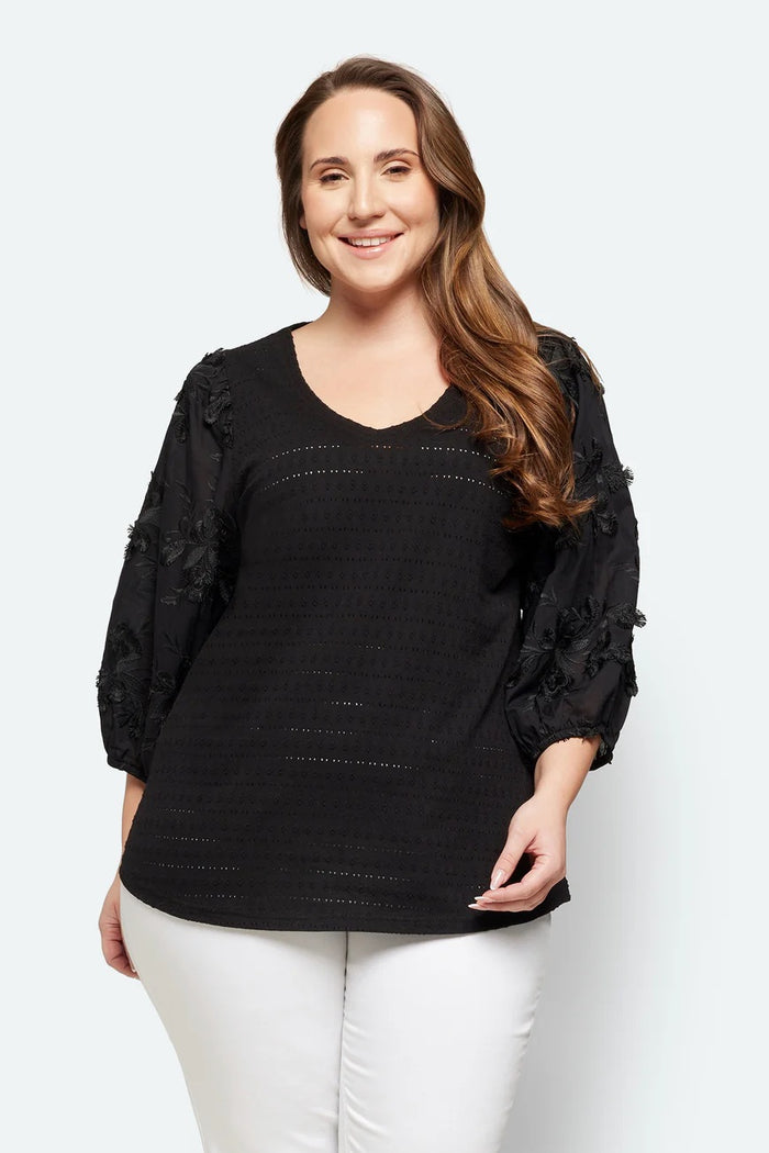 Bluse Broderie Sort