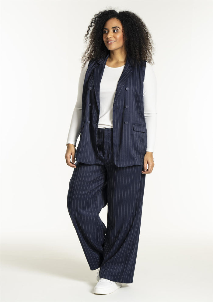 SNira wide trousers Blue White-Pinstripe