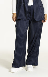 SNira wide trousers Blue White-Pinstripe