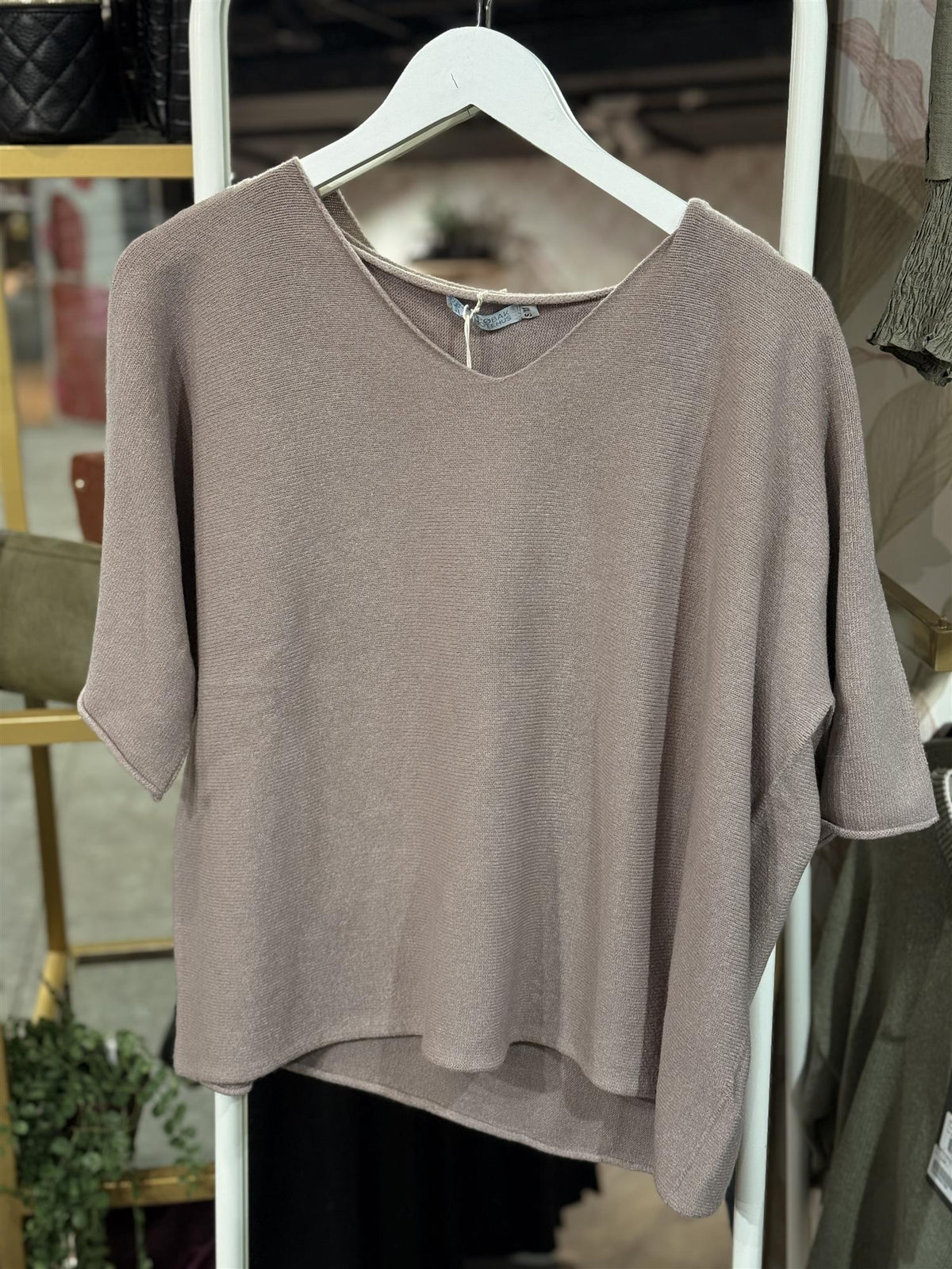 Genser Mona Rund hals Taupe