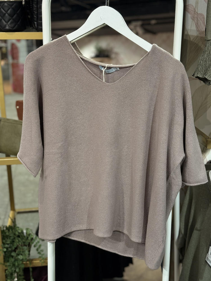 Genser Mona Rund hals Taupe