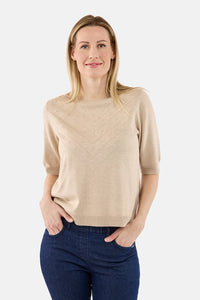 Topp Basic Kort Erm Smoke Sand