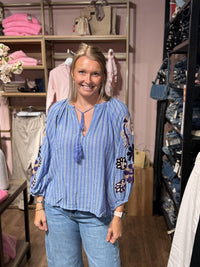 Boheme Shirt Embrodery & Stripes - Blue