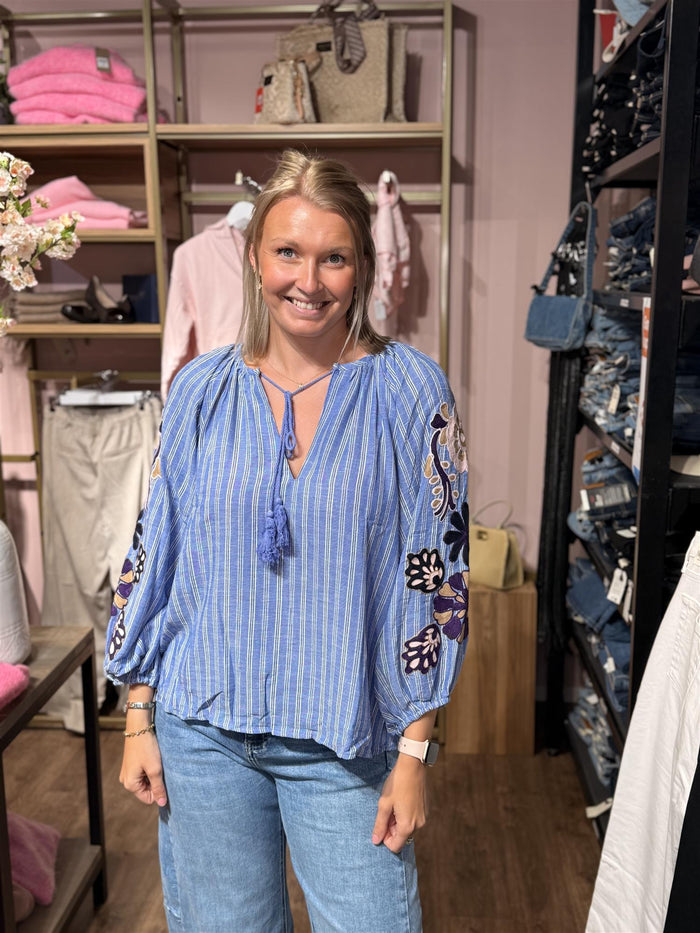 Boheme Shirt Embrodery & Stripes - Blue