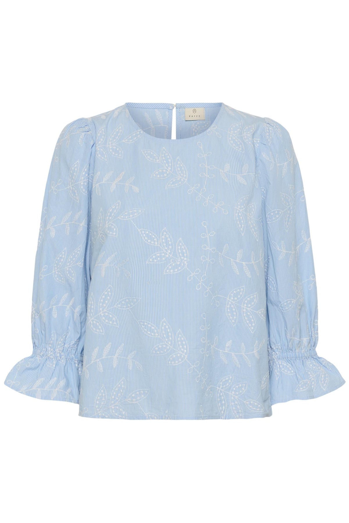 KAmarlee Blouse White Blue Embr