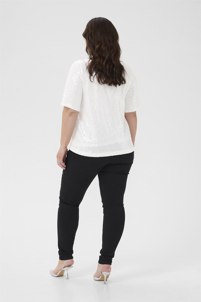 KCmirana Sequin Blouse Chalk