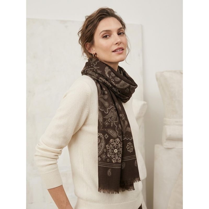 Skjerf Paisley Brun May