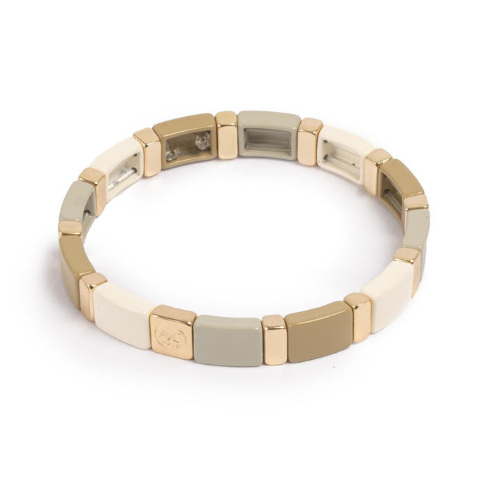 Emaljert armbånd, 20cm, Beige Multi