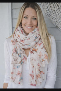 Skjerf Sommerfugl Beige/rosa