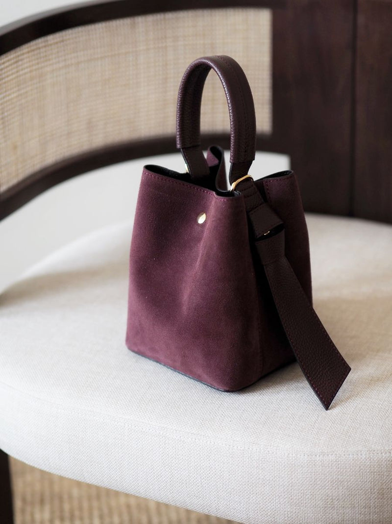 Bøtteveske Semsket Skinn Bordeaux