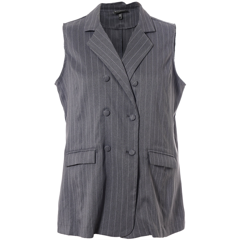 SNaia Vest Grey-White Pinstripe
