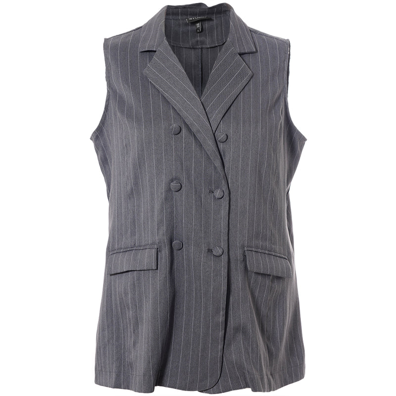 SNaia Vest Grey-White Pinstripe