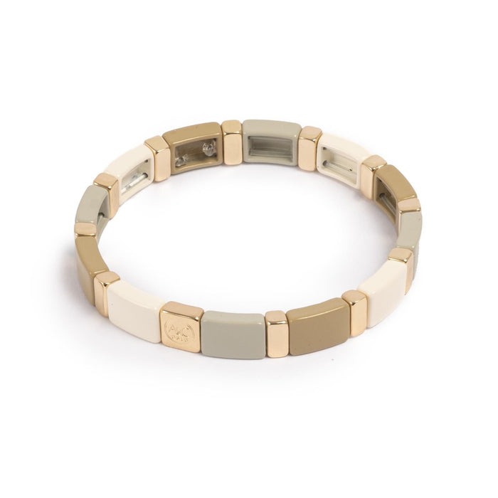 Emaljert armbånd, 17cm, Beige Multi