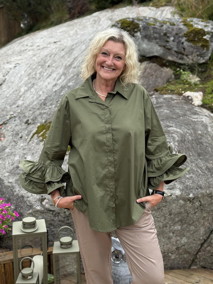 Skjorte Poplin Khaki