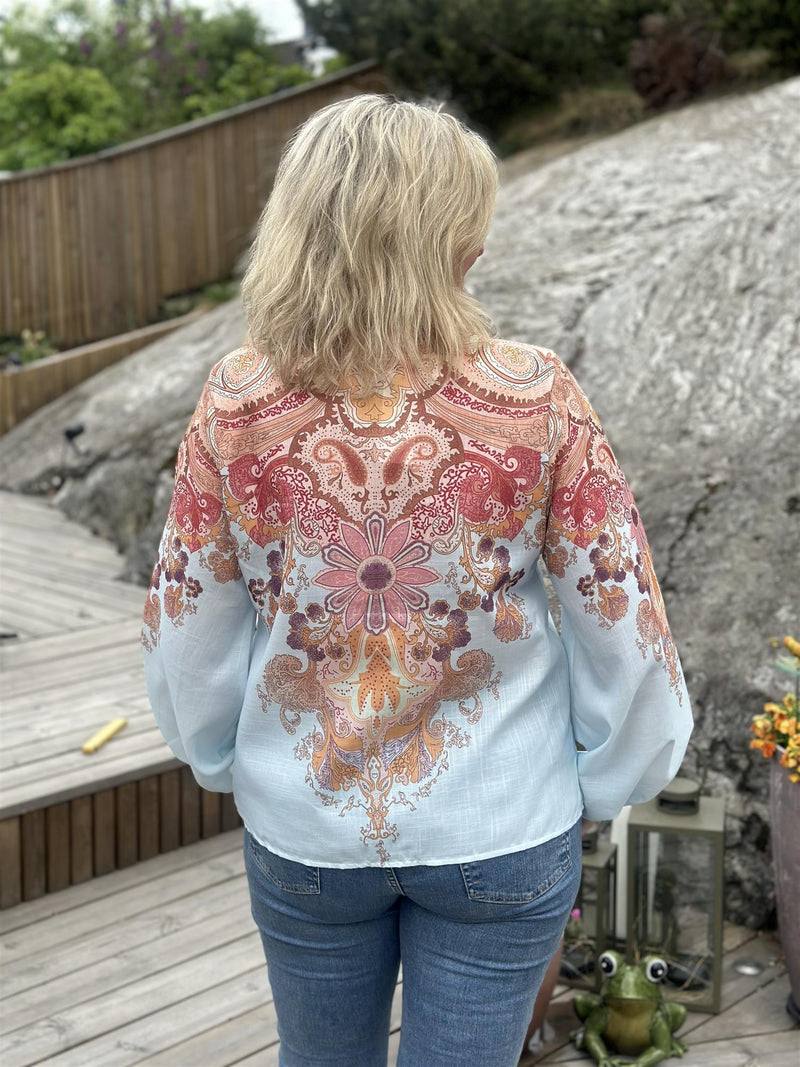 Bluse Paisley Flower Rosa/blå