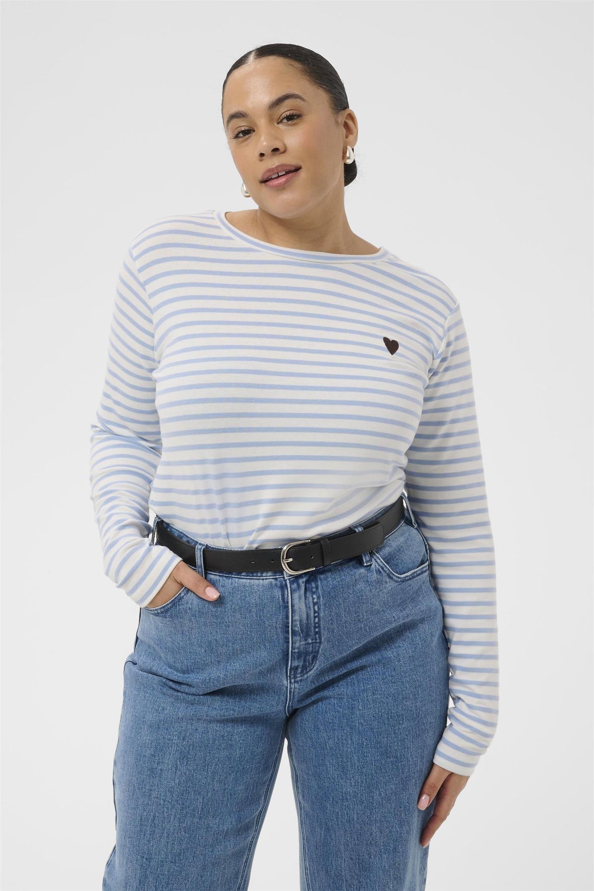 KClia T-Shirt Chalk/Blue Fog - Brown Heart