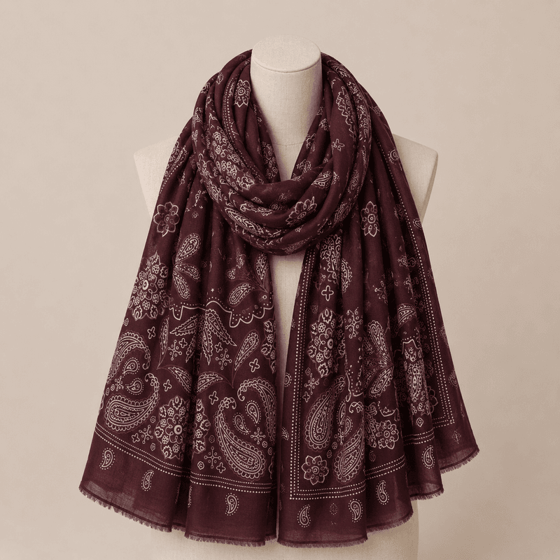 Skjerf Paisley Burgunder May