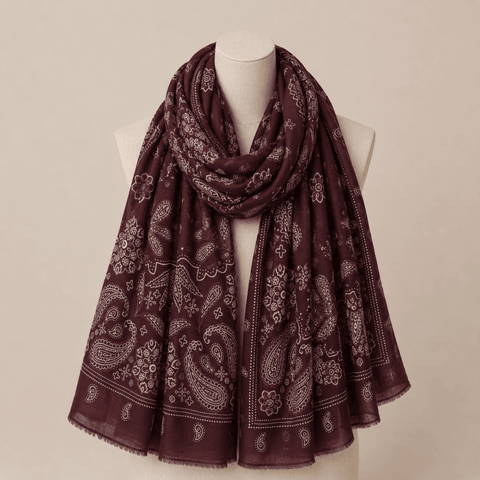 Skjerf Paisley Burgunder May