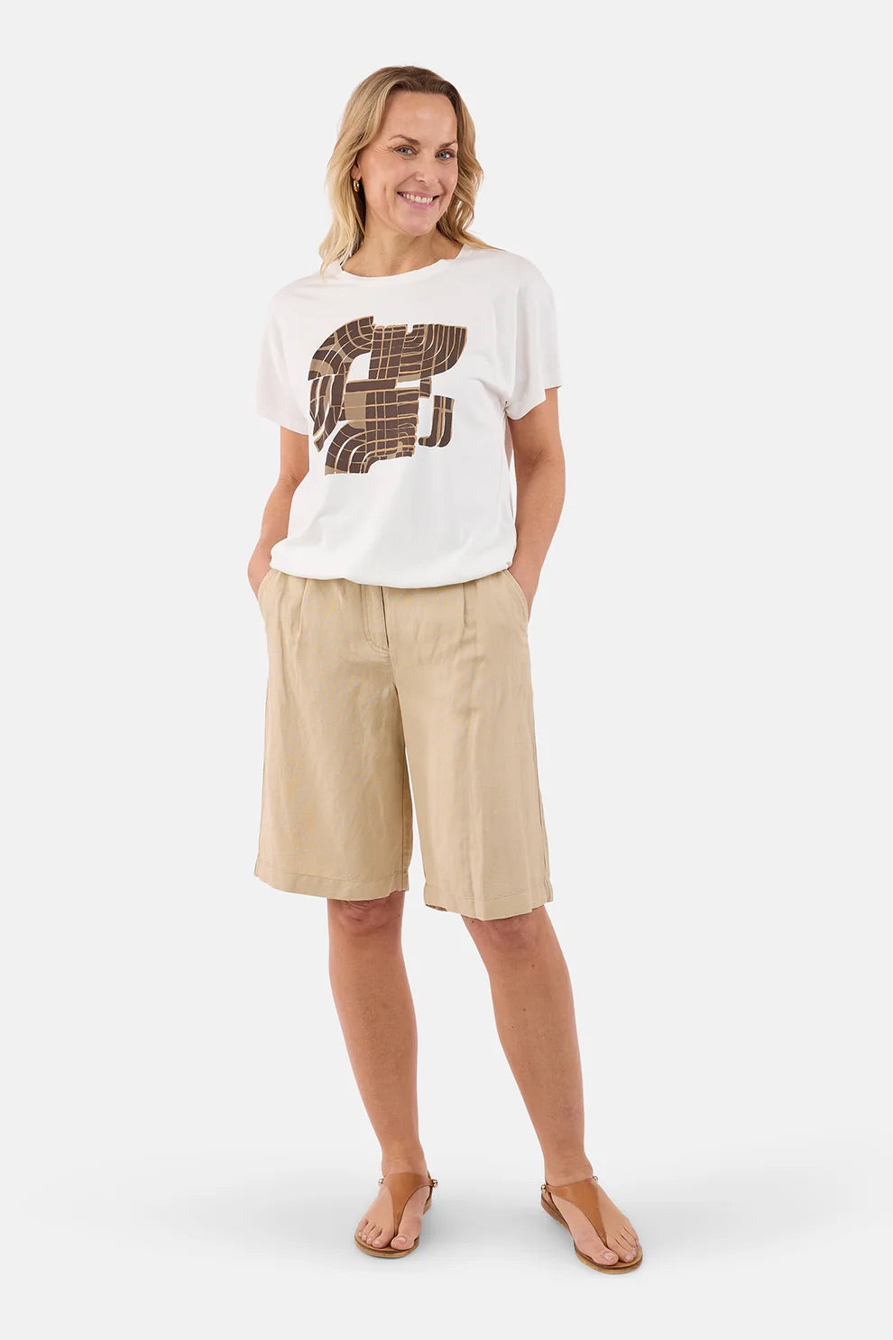 T-skjorte Strikk Coffee Brown