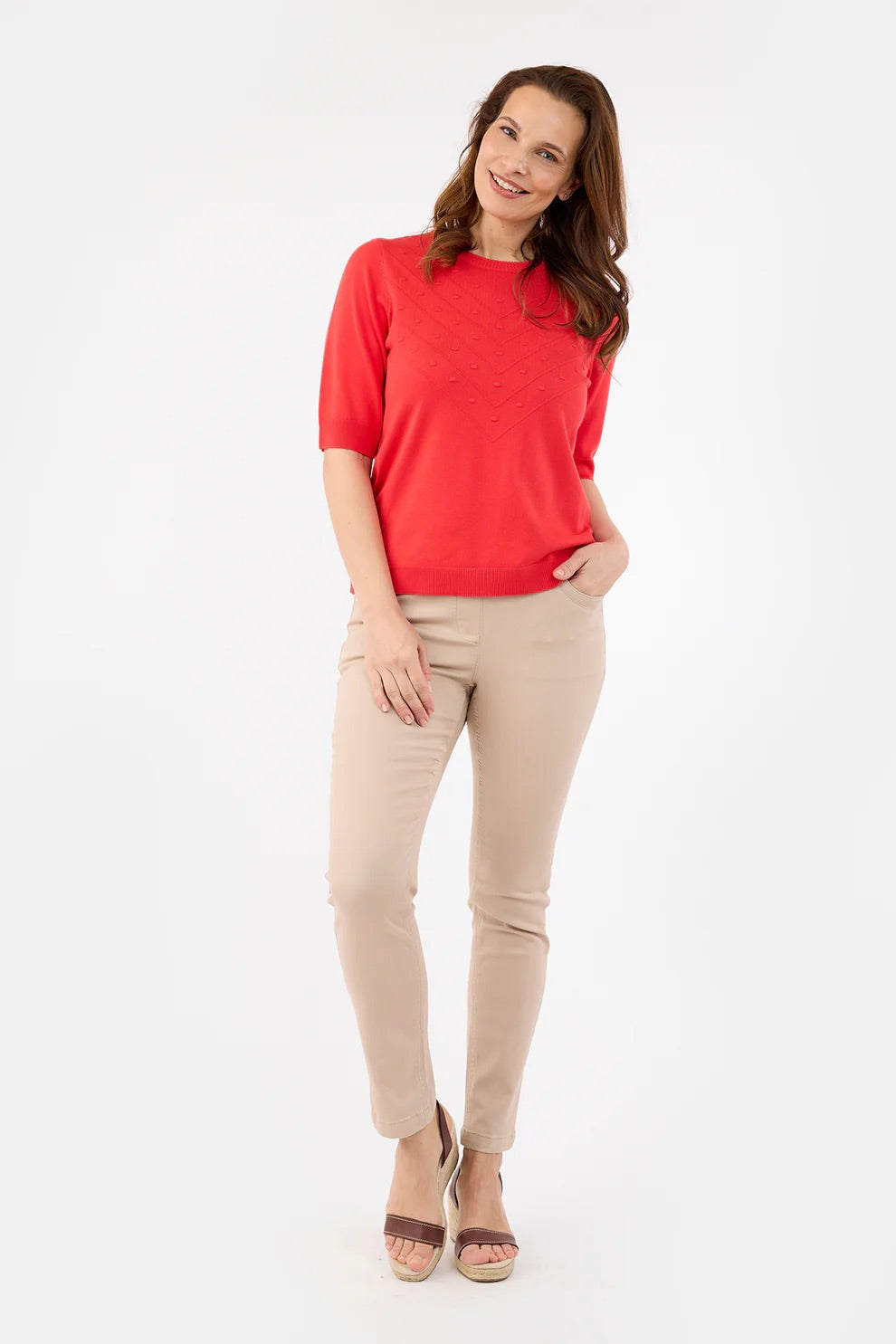 Topp Basic Kort Erm Poppy Red