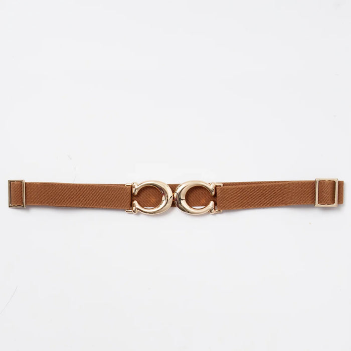 Elastisk Belte med Gullspenne, Cognac
