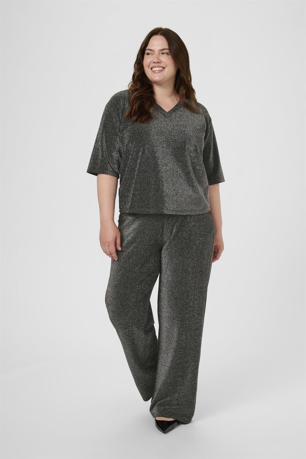 KCriana V-Neck T-Shirt Grey Melange