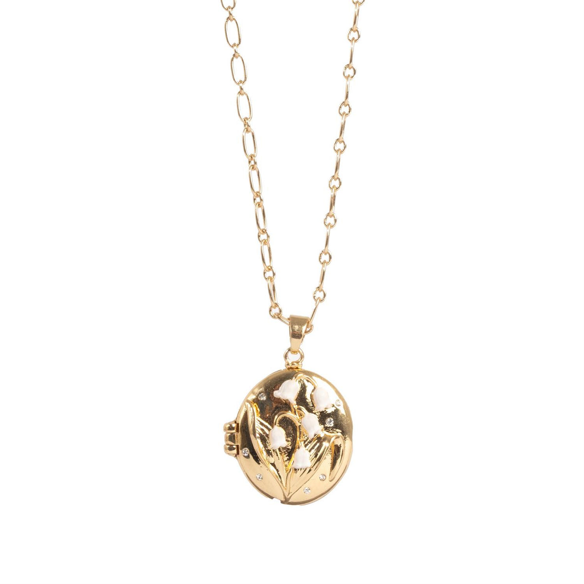 Langt kjede med locket, Lilies & Pearls
