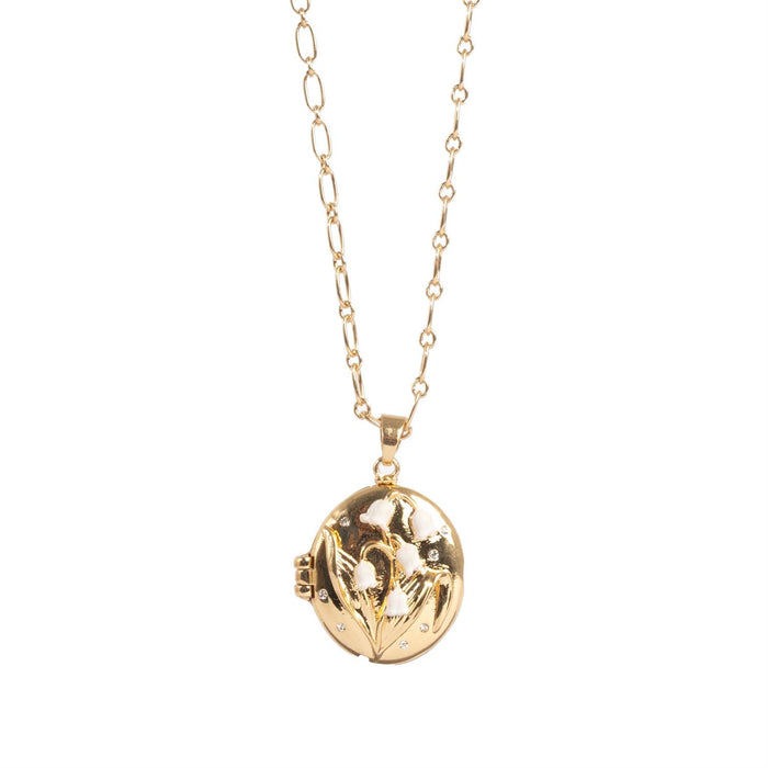 Langt kjede med locket, Lilies & Pearls