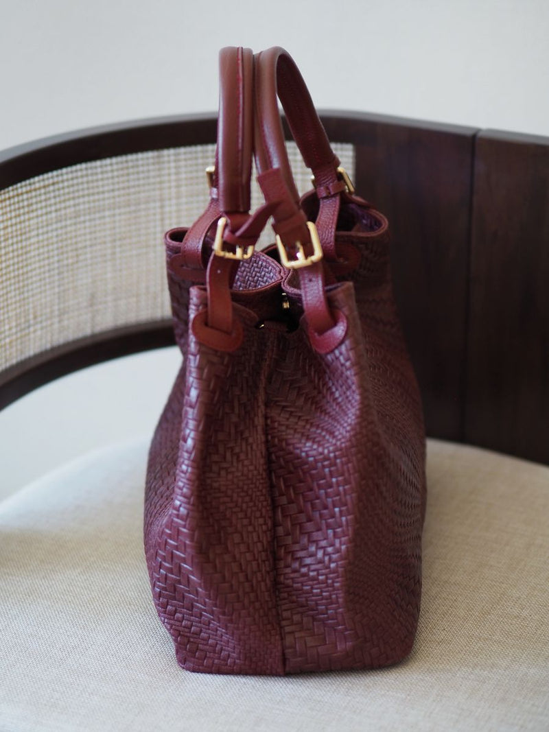 Stor Flettet SkinnVeske Bordeaux