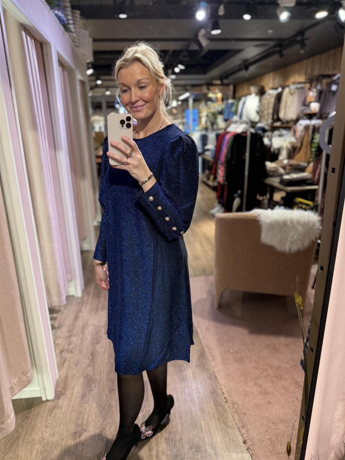 Kjole Tea Lux Navy (Glitter)