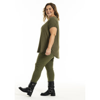 Gitte T-shirt Oliven m/print