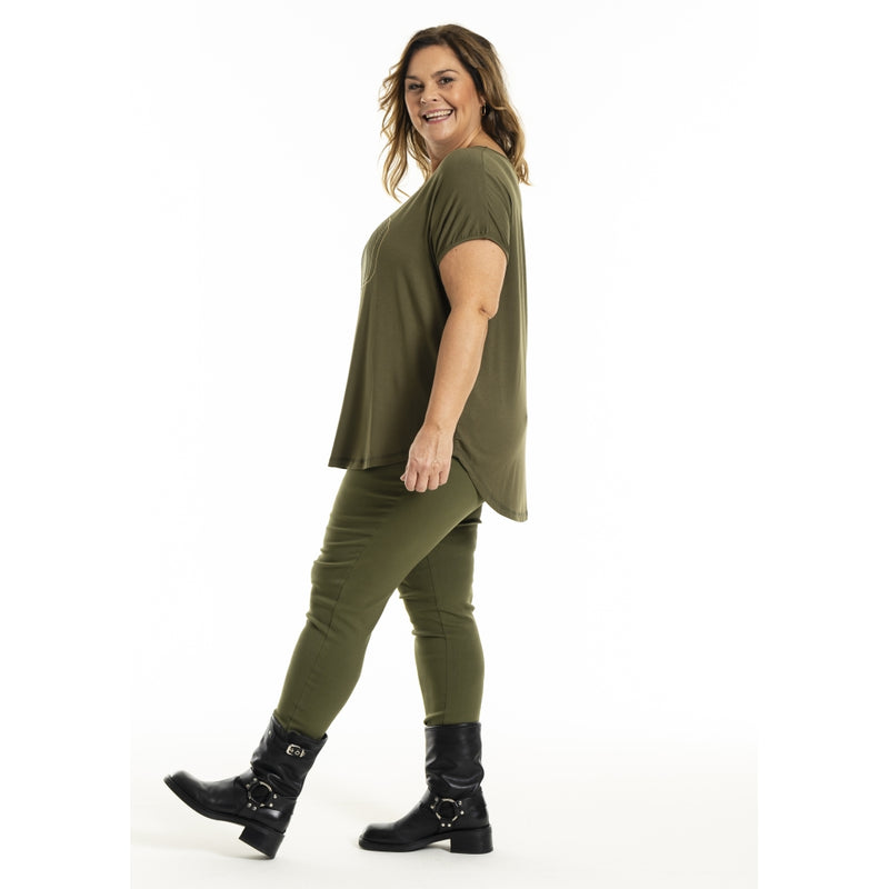 Gitte T-shirt Oliven m/print