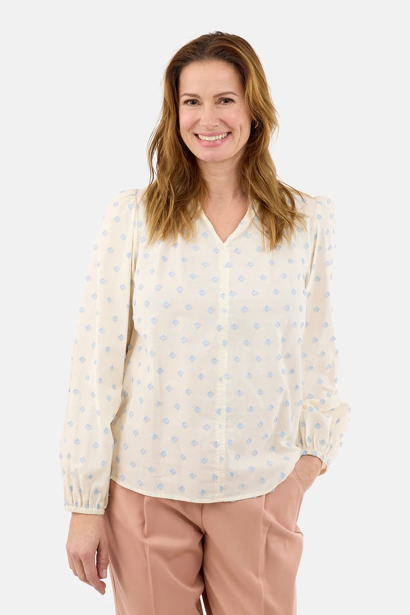 Bluse Offwhite/Blå
