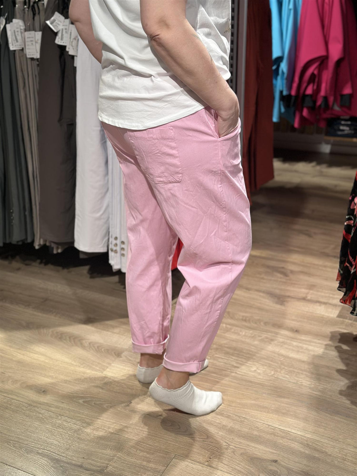 Line Chino Pant Bright Rose