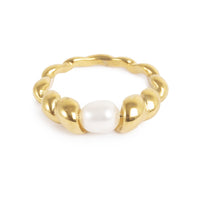 Ring, twisted, med ferskvannsperle, G