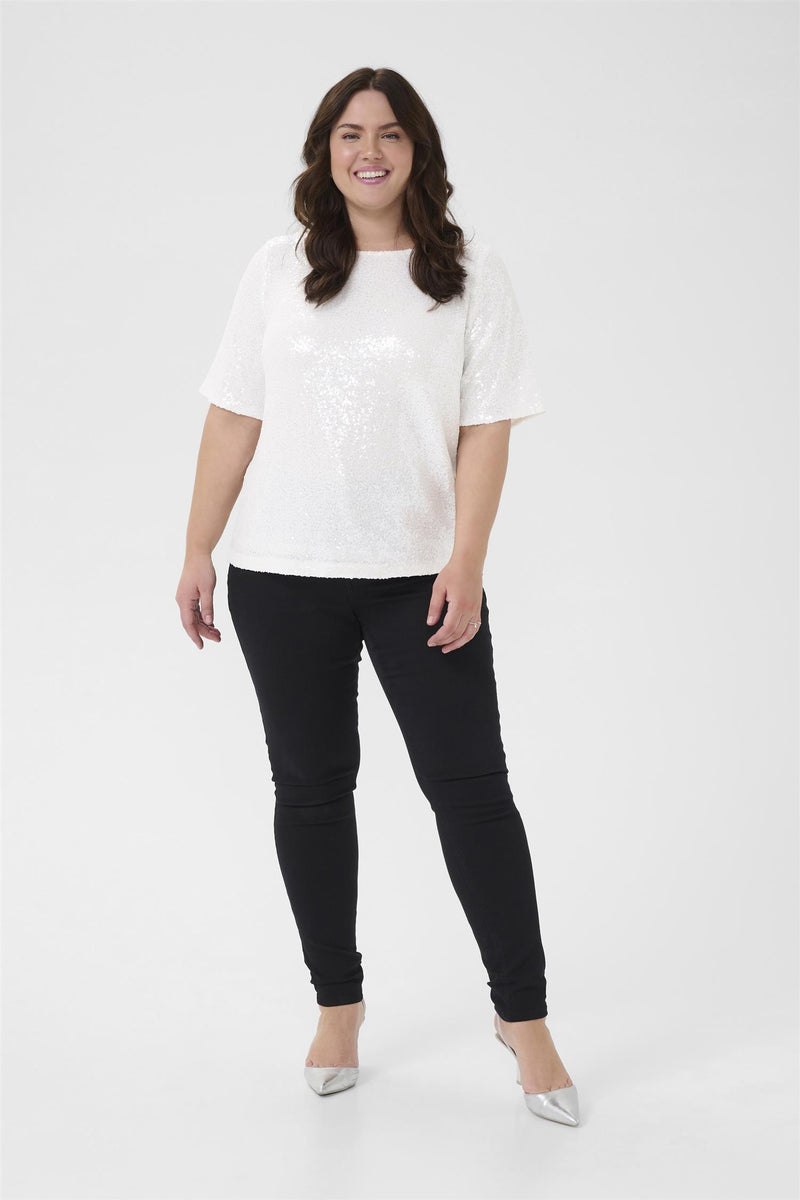 KCmirana Sequin Blouse Chalk