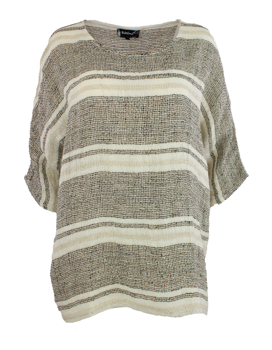 Topp Stripet Sort Print