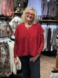 MaLucanne Cardigan Red Dahlia