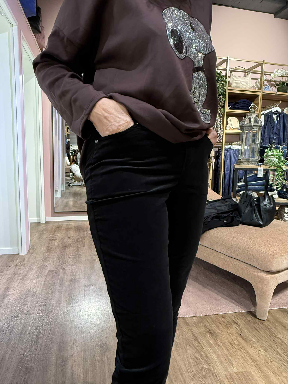 Bukse Sofia Sort Cord Slim