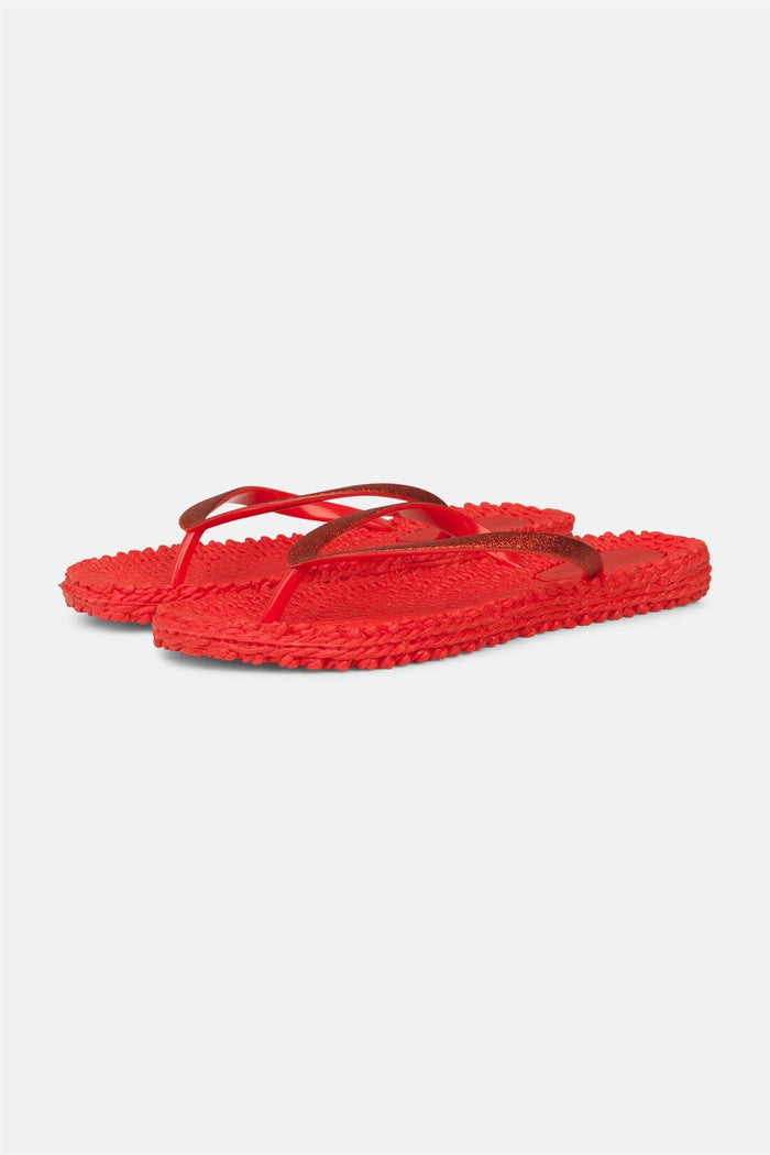 Cheerful Flip Flop w. Glitter Deep Red