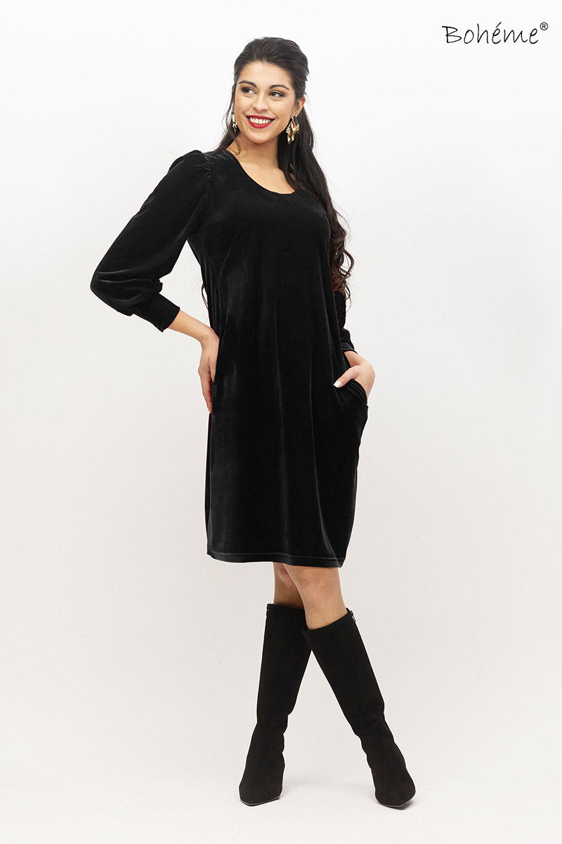 Kjole Velour Cloe sort