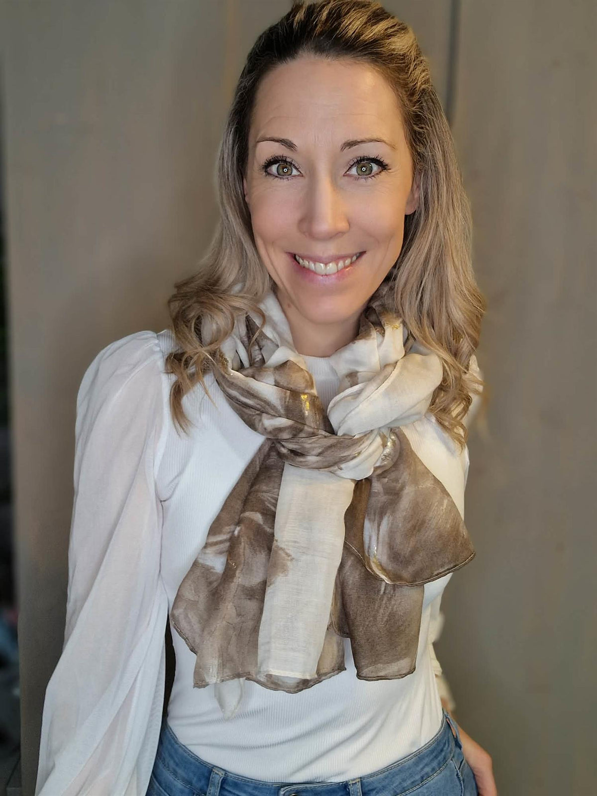 Skjerf Celine Brun Blomst
