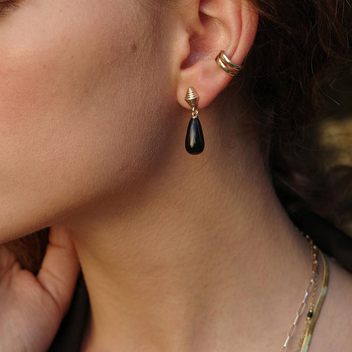 Øredobber, sort, Vintage Drops