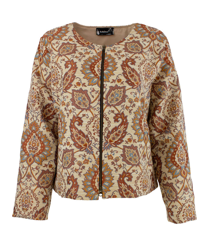 Jakke Kort Jaquard Burnt Orange