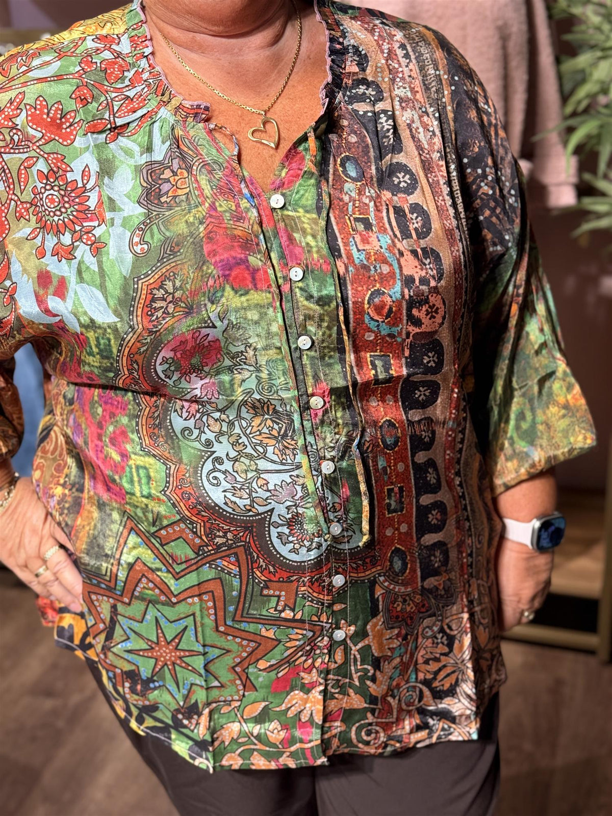 Bluse Digital Top R-neck - Vintage