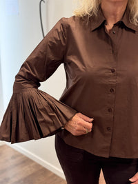 Bluse Plisse Erm - Chocolate